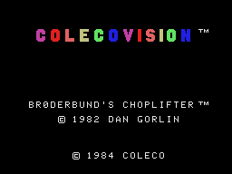 Choplifter! title screen for Colecovision